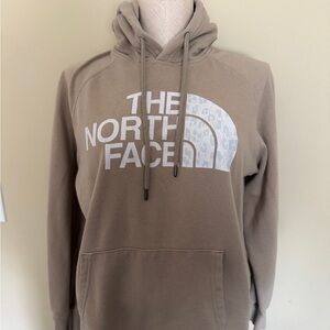The North Face Men’s Taupe Crewneck Hoodie with White Logo